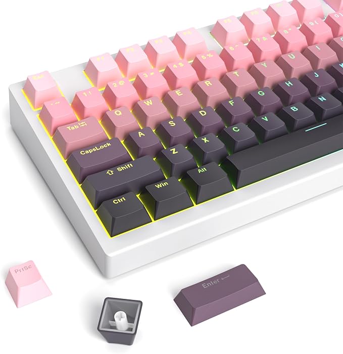 Guffercty kred 135 Key Gradient Keyboard Keycap Set Backlit, OEM Profile-PBT Material-Translucent Characters Compatible with MX Switches(Rosabean)