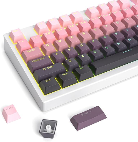 Guffercty kred 135 Key Gradient Keyboard Keycap Set Backlit, OEM Profile-PBT Material-Translucent Characters Compatible with MX Switches(Rosabean)