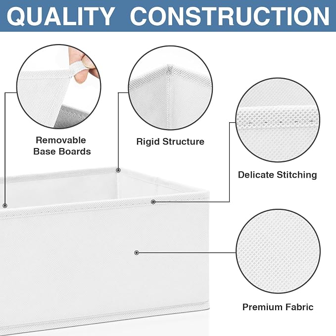 Drawer Organizer Clothes, 24 Pack Dresser Organizer Bins for Nursery Bedroom, Closet Organization and Storage Dividers for Clothing, Baby Clothes, Underwears, Socks (White)