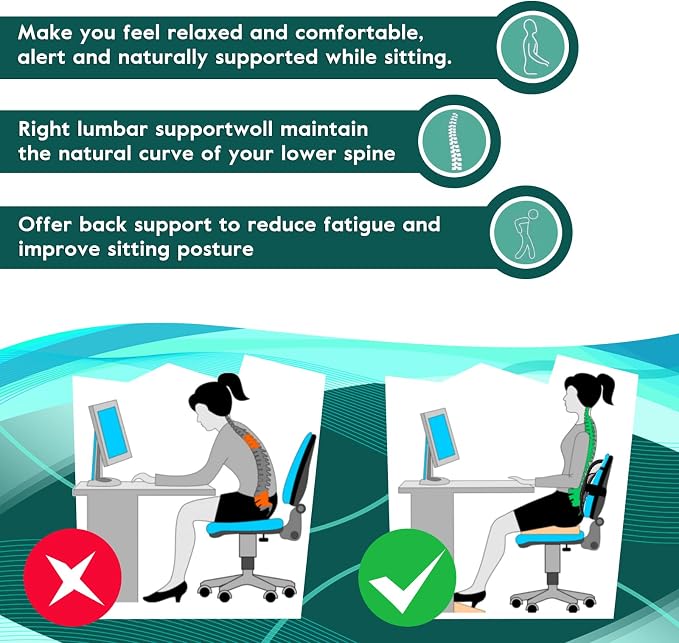 Samyoung 2 Pack Mesh Back Lumbar Support, Back Support Seat Cushion with Breathable Mesh for Office Chairs Car 12” x 16” | 12 x 16 Inch Breathable Double-Layer Mesh Back Support with Elastic Chair Strap & Support Beads for Firm, Comfortable Support