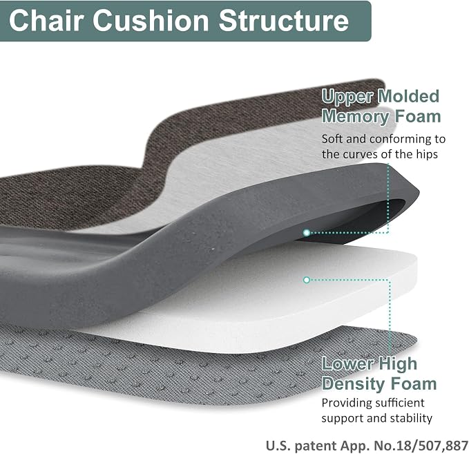 Shinnwa Seat Cushions for Dining Room Chairs 4 Pack, Patented Design Memory Foam Dining Chair Pads with Ties and Washable Cover, Set of 4, 17" x 16" x 2", Dark Brown