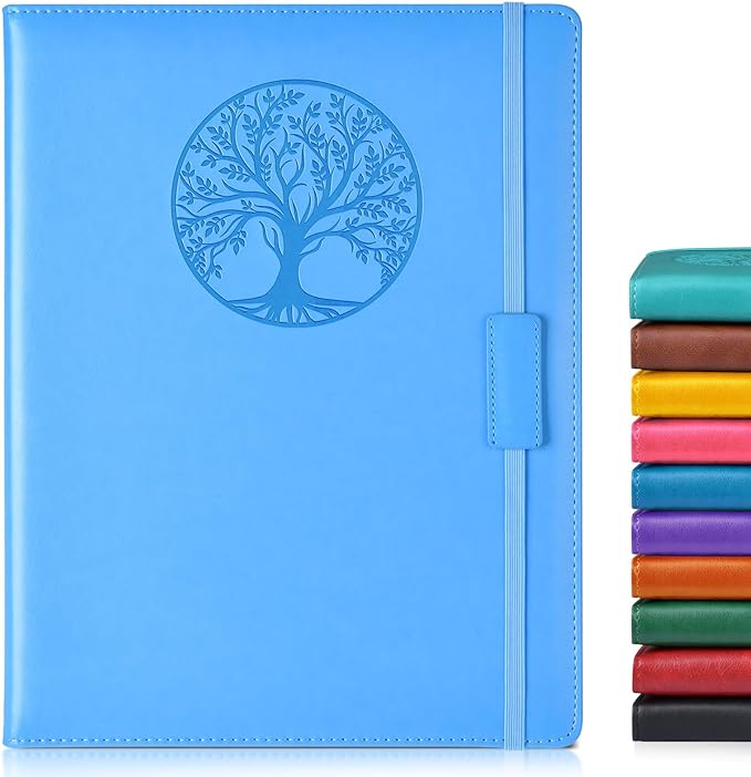 Biuwory Lined Journal Notebook for Women Men,256 Pages A4 Large Hardcover Leather Journals for Writing,Travel,Business,Work,School,College Ruled Notebooks for Note Taking, Diary Notepad 8.6"×11"