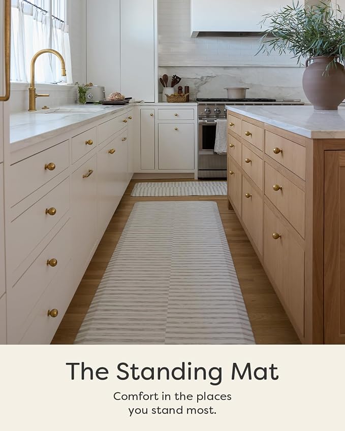 House of Noa Nama Standing Mat – Anti-Fatigue Kitchen Mats for Floor, Cushioned & Non-Slip Kitchen Comfort Mat for Standing, Thick Foam Anti-Fatigue Mat for Kitchen & Workspaces, Reese Bark 22" x 72"
