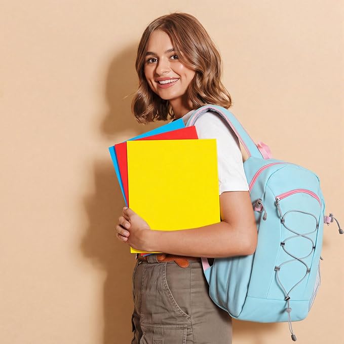 Maitys 6 Pack 17'' Bulk Backpacks with Supplies Kit, Bookbags for Donation Charities (Solid Color,Bungee)