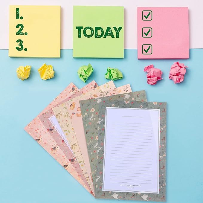 Zonon 90 Pieces Stationery Set with Envelopes Include 60 Letter Writing Paper 30 Envelopes and 48 Colorful Round Dot Decal for Letter Party Invitations Office School Supplies(Vivid Style)