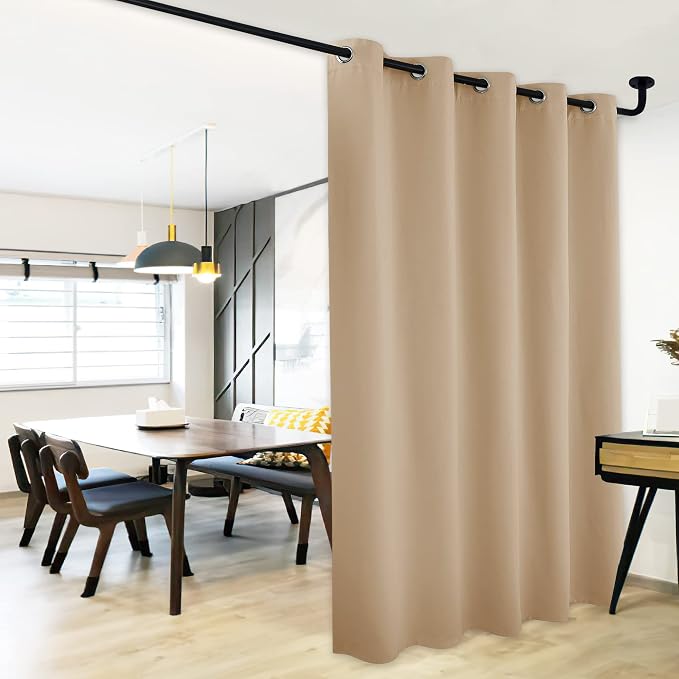 NICETOWN Sliding Door Blinds Window Treatment, Blackout Patio Door Curtain Panels, Privacy Thermal Drapes for Department (Biscotti Beige, W70 x L95)