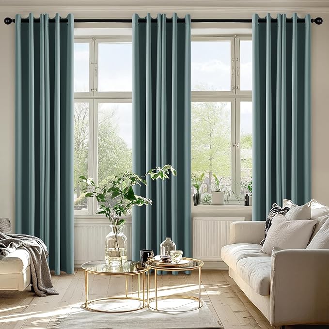 MIULEE Blackout Curtains for Bedroom Living Room 2 Panels, Thermal Insulated Room Darkening Drapes Grommet Noise Reducing Light Blocking Window Treatments 72 Inches Long 40x72 Inch Dusty Blue