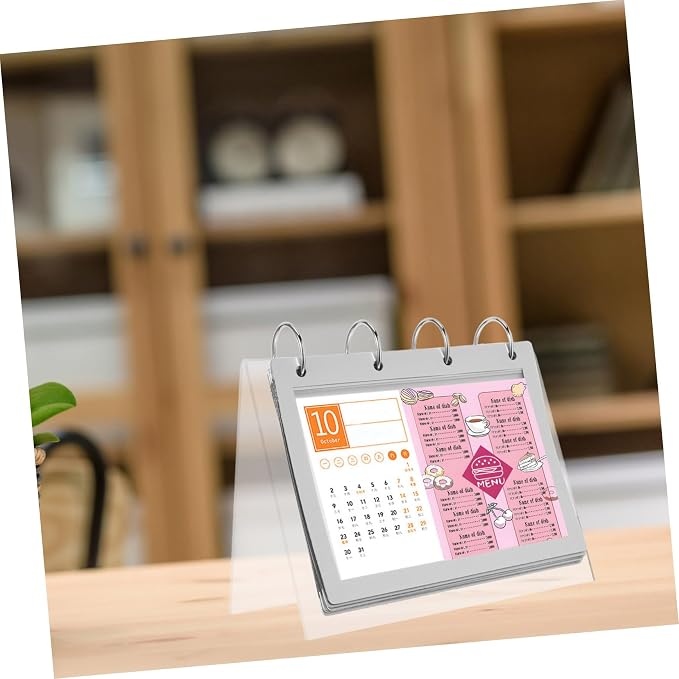 PRETYZOOM Multi-Page Flip Table Card Acrylic Display Stand Menu Holder Calendar Stand Table Sign Rack