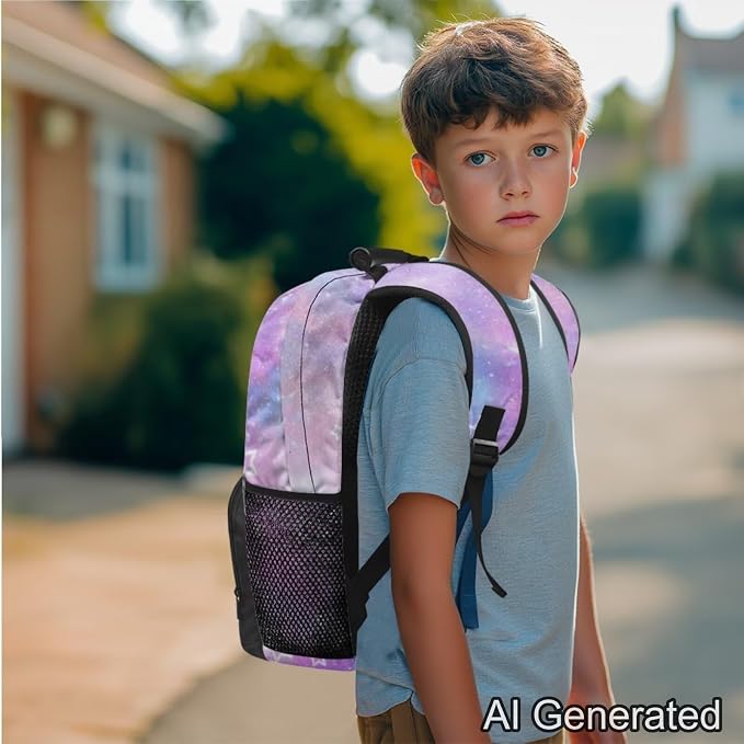 Ystardream Large Capacity Backpack for Boys Galaxy Axolotl Backpack and Lunch Box Set 4 Piece Student Back To School Book Bag with Soft Pencil Case,Water Bottle Covers for Teens Kids Daily Use