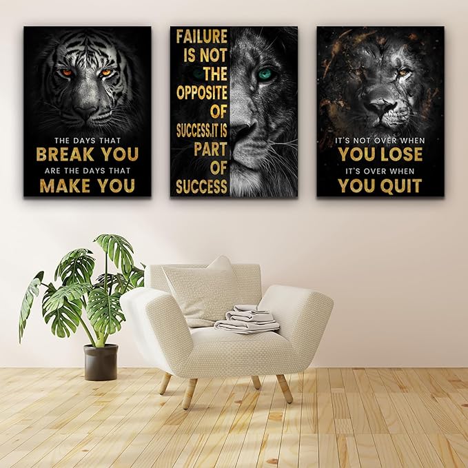 Motivational Office Wall Decor 3 Pieces Paintings Motivational PostersMotivational Wall Decor Prints Inspirational Canvas Wall Art Picture for Home Bedroom Living Room Decorations (60"Wx28"H)