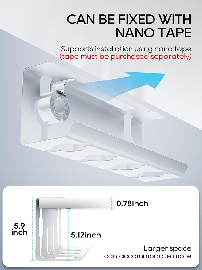 NODOCA No Drill Under Desk Cable Management Tray, 17'' Wire Management, Punch-Free Clamp on, Metal Cable Tray, Wire Organizer Under Desk, Under Desk Basket for Office and Home, White(2 Packs)