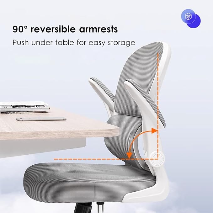 Ergonomic Heavy Duty Executive Task Chair with Adaptive Lumbar Support & Headrest, Breathable Mesh Swivel Desk Office Chair with Flip Up Armrest