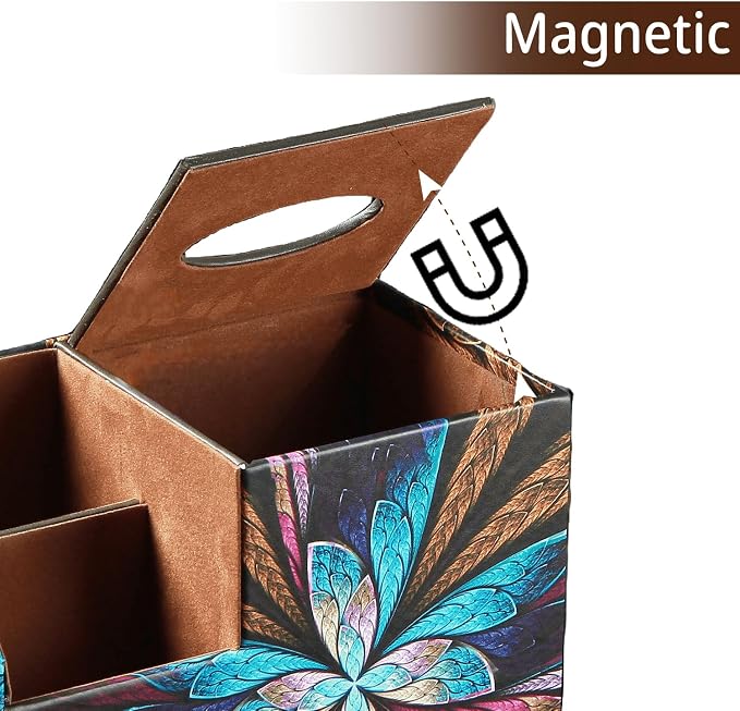 PU Leather Square Tissue Box Cover - Multi-Functional Tissue Box Holder | Tissue Box Cover with Storage,Tissue and Remote Control Holder,Cube Tissue Box Organizer Bedroom Nightstand End Table