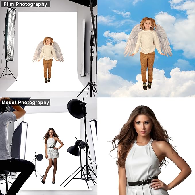 White Backdrop for Photoshoot, Professional Photo Backdrop Background Curtain for Product Photography, Portraits, Wedding, Party, Live Streaming Video Recording 10X10 FT