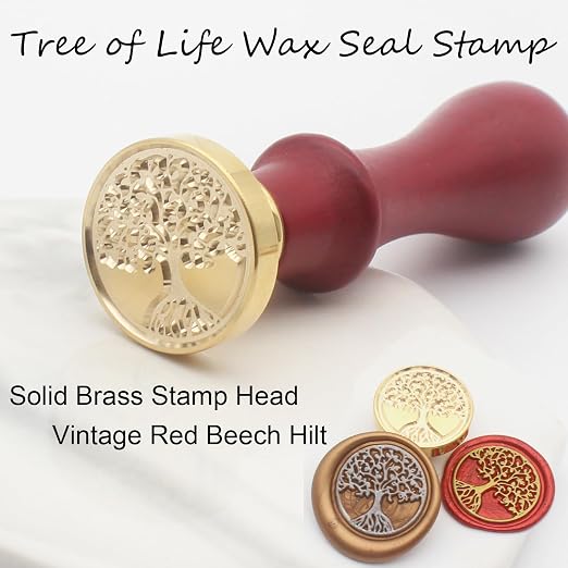 Wax Seal Kit With 24 Colors Envelope Stamp Seals Beads 600pcs, Tree of Life Sealing Stamp, Electric Wax Seal Warmer Set, Silicone Mold, Metallic Pen, 120 Removable Sticky Dots, Spoon Cleaner