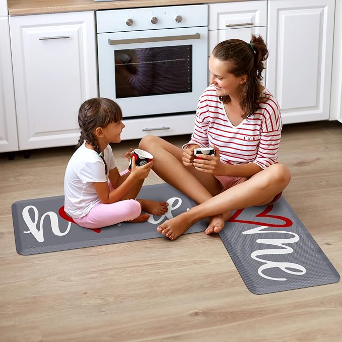 HappyTrends Kitchen Mat Cushioned Anti-Fatigue Rug Non-Slip Kitchen Rugs Stain Resistant Ergonomic Comfort Mat for Floor, Office, Sink, Laundry (17.3"x 39", Grey)