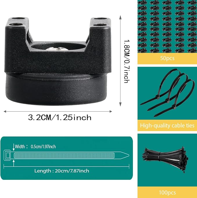 50 Pcs zbab1 Magnetic Zip Tie Mount Base, 45LBS Strong Magnetic Wire Holder & Cable Clips,Magnetic cable management for cars, offices, homes, and boats Diameter 32mm