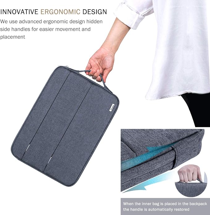 Voova 13 13.6 Inch Laptop Sleeve Case Compatible with MacBook Air 13 M1/M2/M3/M4 2020-2025, MacBook Pro 13/14, IPad Air/Pro 13, Waterproof Slim Computer Bag Cover with Handle, Dark Grey