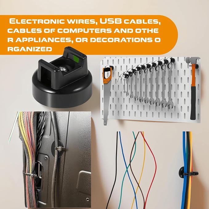 Heavy-Duty Magnetic Zip Tie Mounts,10Pcs Multipurpose Cable Holder with Nylon Cable Ties (50 Pieces) for Efficient Wire Management