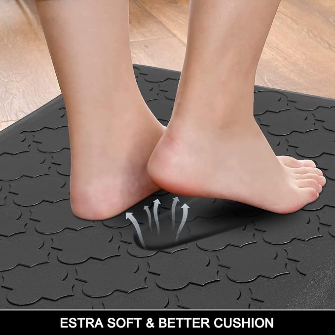 HEBE Anti Fatigue Kitchen Mats for Floor 17.3"x48", Cushioned Standing Mat | Non Slip Waterproof Kitchen Runner Rug, Heavy Duty Padded Foam Comfort Mat Floor Carpet for Standing Desk, Laundry, Sink