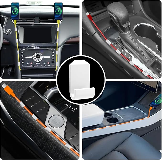 12 Pcs Car Trim Cable Clips, Car Cable Management Wire Organizer Cord-W(02) | Neatly Organize Cables for Vehicle Interior, Easy Installation, Ideal for Phone Chargers, Dash Cams and More