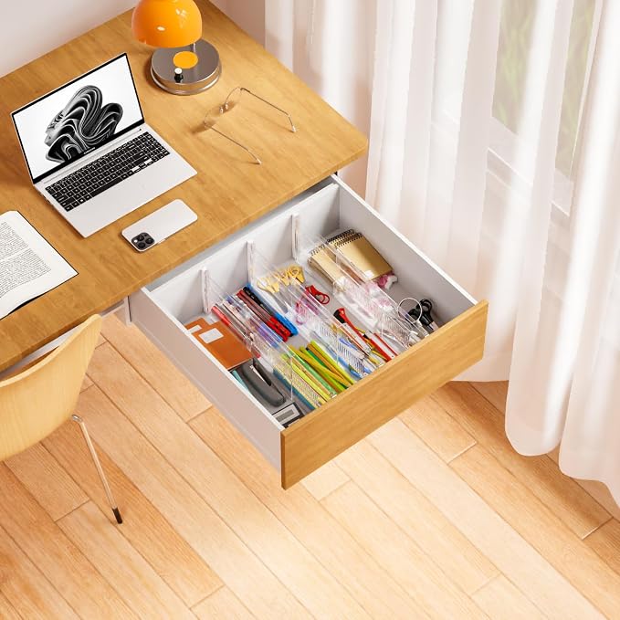 Yieach 8 Pack 6 Inch Tall Acrylic Drawer Divider for Clothes-Expandable from 12.3-18''-Adjustable Dresser Deep Drawer Dividers for Baby Clothing,Underwear,Clear in Drawer Separators for Kitchen,Office