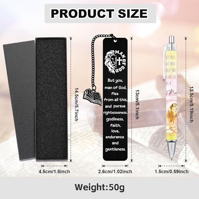 Bible Bookmark and Pen Gift Set with NFC - Black Metal Bookmark with Scripture Verses, Inspirational Pen, Charm and Gift Box, Christian Gifts for Men Women Teachers Colleagues Friends