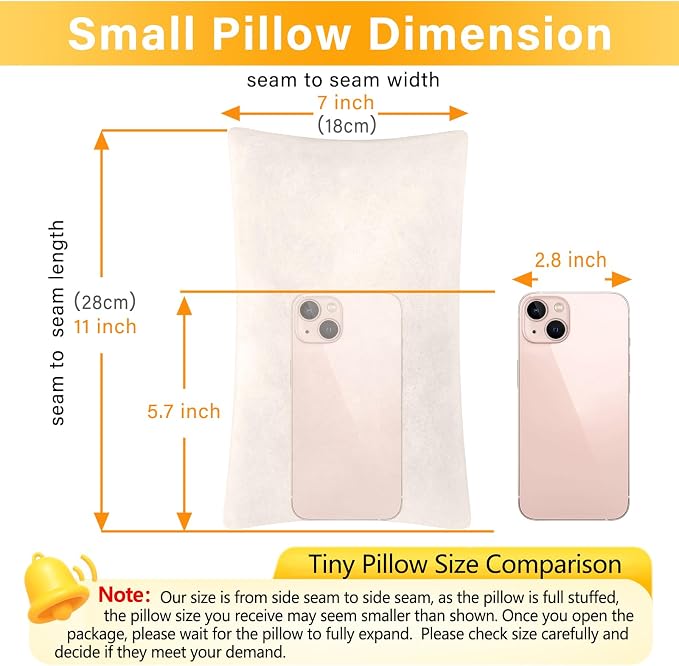 1 MIDDLE ONE 2 Pack Small Pillow, Memory Foam Mini Pillow 11 X 7 Inches for Travel, Sleeping, Nap and Neck, Knee, Lumbar Support, Tiny Cushion for Pet, Dogs (Off-White)