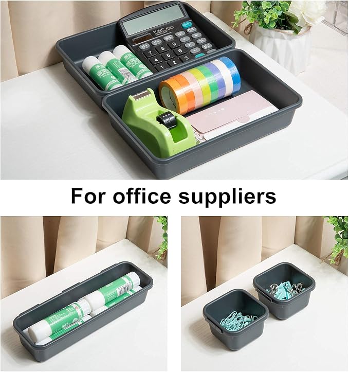 BYCY 32 PCS Desk Drawer Organizers - Interlocking Tool Boxes with 3 Sizes, Office, Bathroom, Kitchen, Makeup