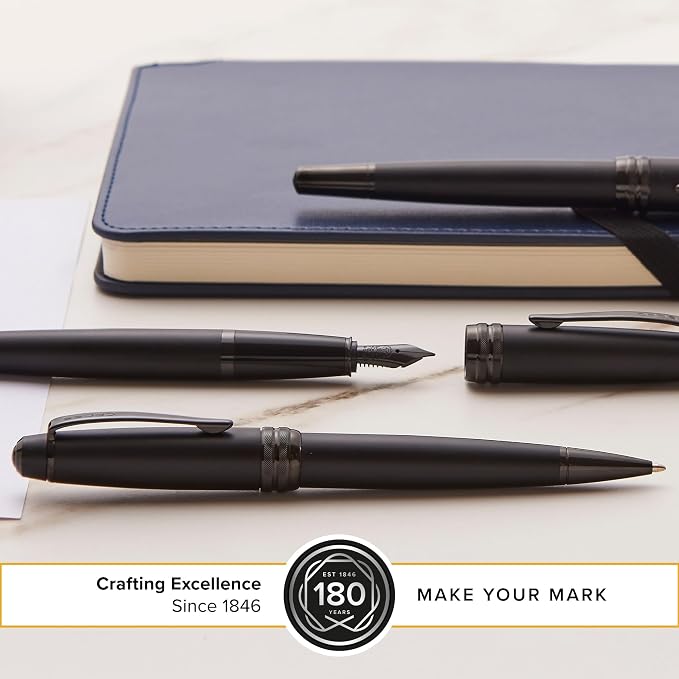 Cross Bailey Matte Black Lacquer Ballpoint Pen - Refillable Pen for Long-Lasting Use - Smooth Writing - Comfortable Grip - Stylish Distinctive Look - Black Ink - Corporate Gifts
