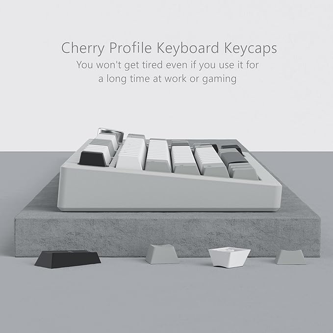 Womier Shine Through Keycaps, PBT Keycaps 60 65 75 100 Percent Cherry Profile Custom Key caps Set for Cherry Gateron MX Switches Mechanical Keyboard-Grey Creamy