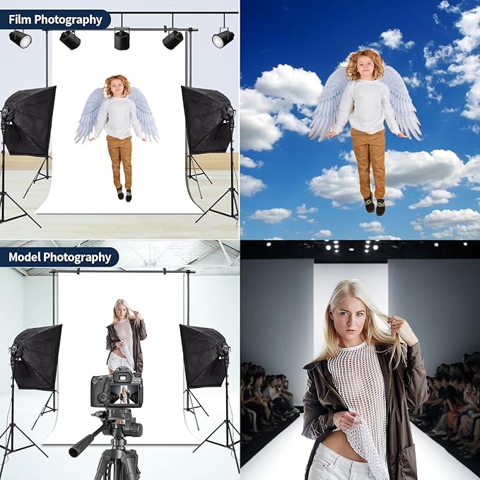 White Backdrop Background for Photography Photo Booth Backdrop for Photoshoot Background Screen Video Recording Parties Curtain 8x10FT