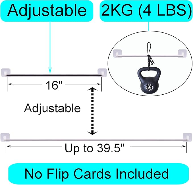 YYST 38" (98CM) White Self Adhesive Anchor Chart Holder Date Cards Holder Flip Calendar Holder W 8 Chart Rings (White-1)