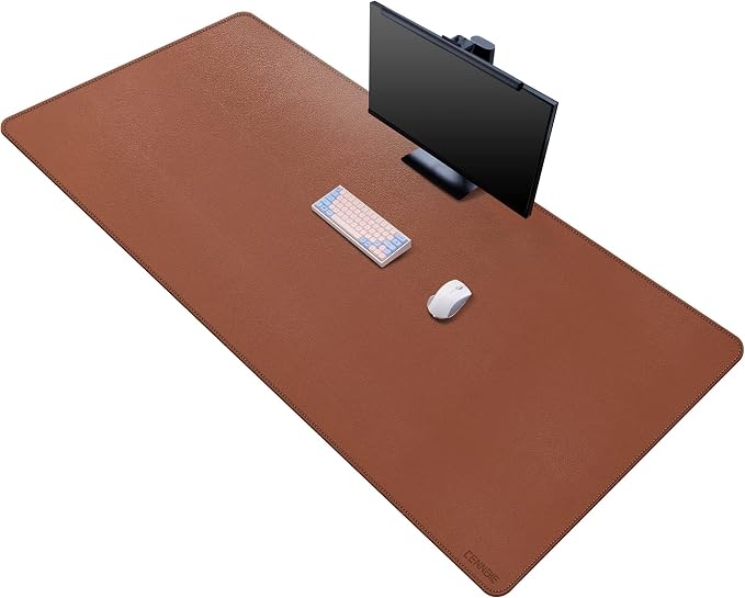 CENNBIE Leather Desk Mat,63" x 31.4" Extended Mega Size Professional Leather Desk Pad for Full Desk - Super Large XXXXL Large Mouse Pad (Brown)