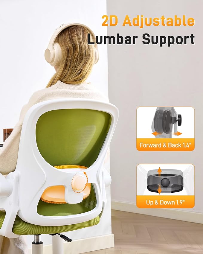 LukkDys Drafting Chair with Arms, Tall Office Chair for Standing Desks | Ergonomic lumbar pad, breathable mesh and foot ring support forward-leaning posture for sewing, crafts and daily studio work.