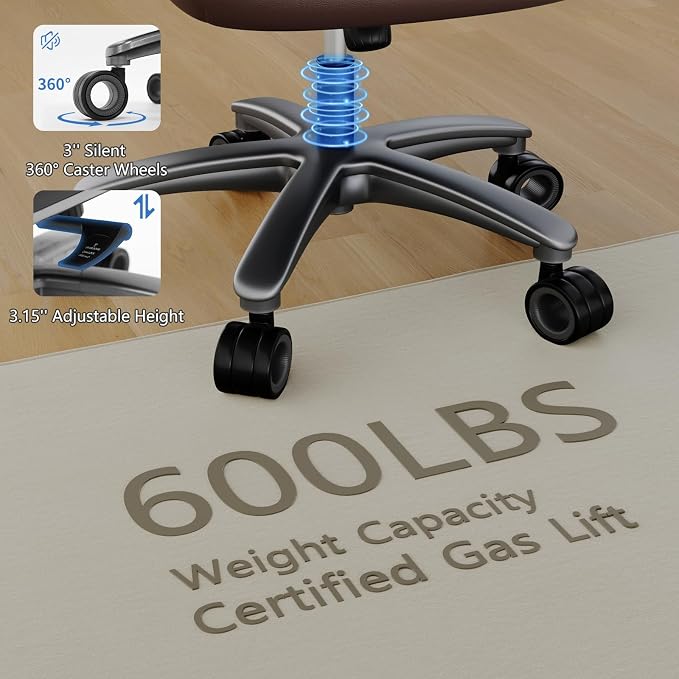 Big and Tall Office Chair, Heavy Duty Desk Chair with 5D Arms, Adjustable Lumbar Support & Height, Tilt Function, PU Leather High Back Ergonomic Executive Computer Chair
