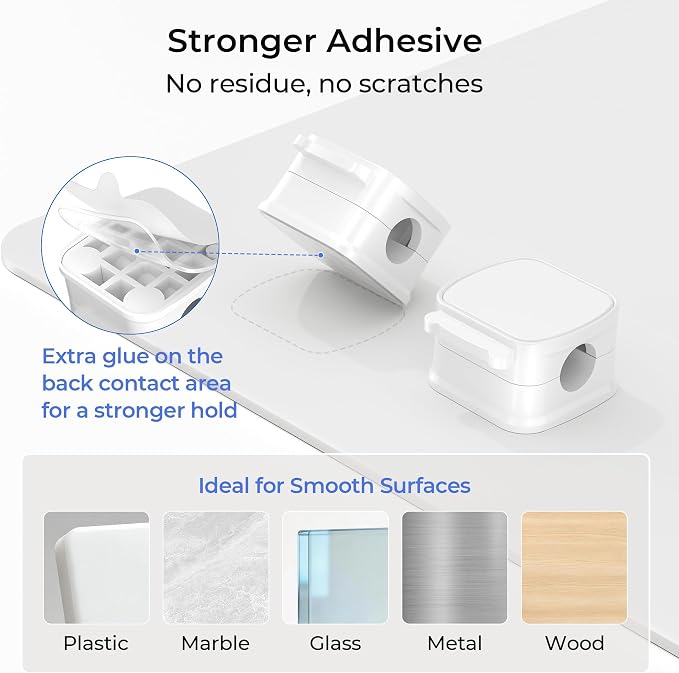Basesailor 6Pack Magnetic Cable Clips Organizer,Cord Management Holder | Strong Adhesive Phone Charging Wire Keeper for Desk,Nightstand,Wall,Car,Desktop,Table,Home,Office