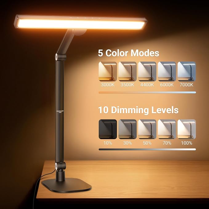 NEEWRE Basics 18" LED Video Light Bar with Base for Desk, 18W Bi Color Eye Friendly Dimmable Overhead Architect Lighting for Video Conference Zoom, 1340lux/0.5m, Touch Control/CRI95+, DL03