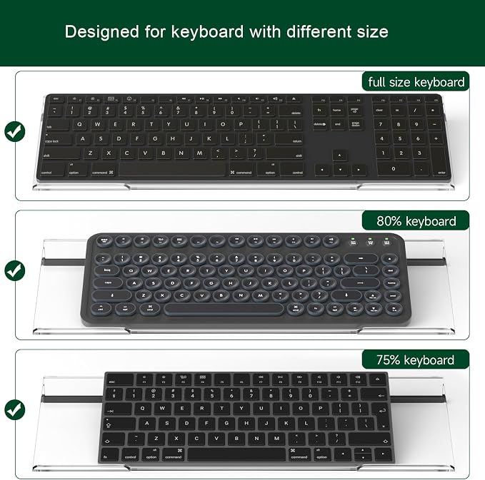 Computer Keyboard Stand Holder - Ergonomic Acrylic Keyboard Stand for Desktop Comfortable Keyboard Tray Riser with Silicone Anti-Slip Strip for Home School Office Desk Accessory, Clear