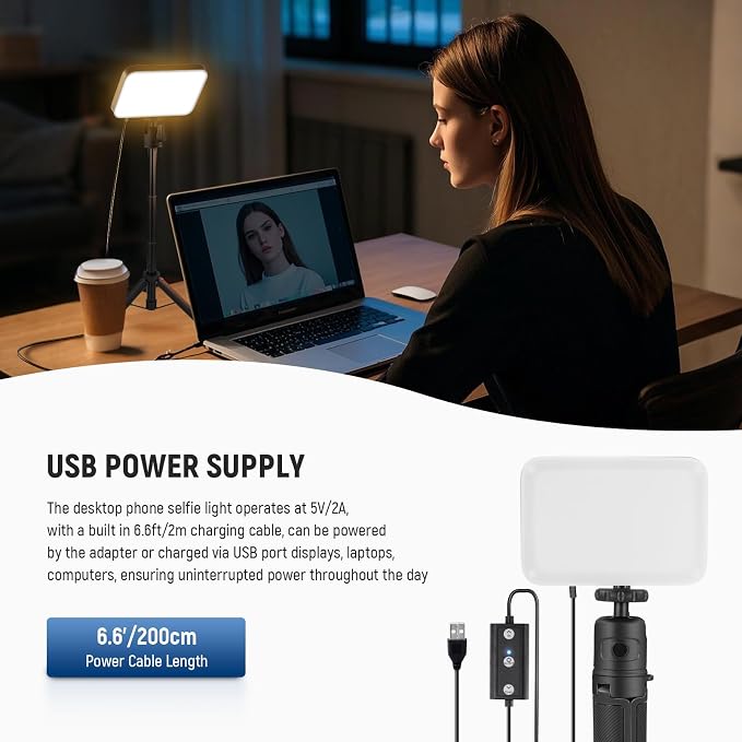 NEEWER BASICS 2 Pack LED Video Panel Light, Video Conference Lighting Kit with Desktop Tripod Stands/Filters for Webcam Desk Computer Laptop Zoom Call Makeup Recording Selfie Streaming, Dimmable, BP66