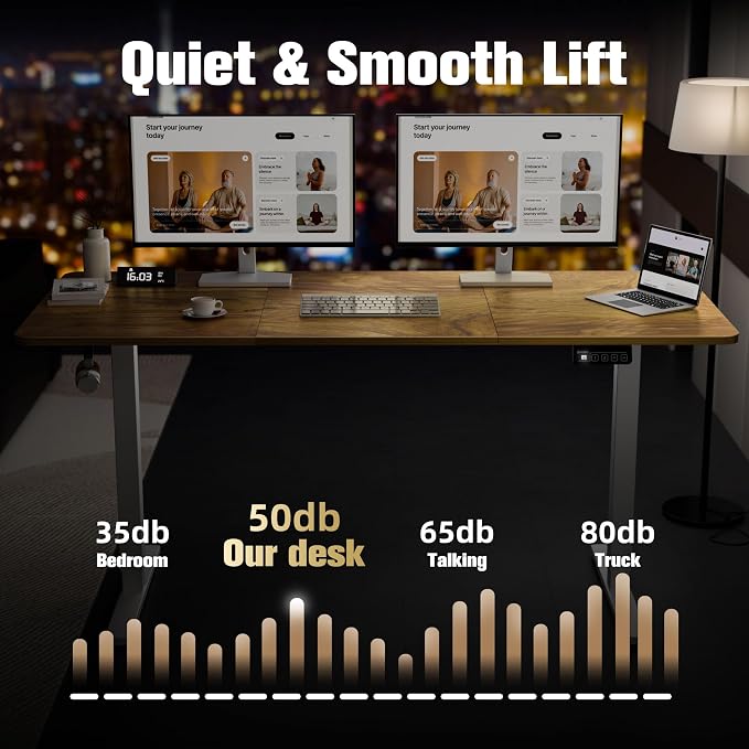 63"x28" Standing Desk, Height Adjustable Sit-Stand for Home Office | Electric Adjustable Standing Desk, Sit to Stand Computer Office Desk with Splice Board, Memory Preset, Lifts 28.7''-46.5"