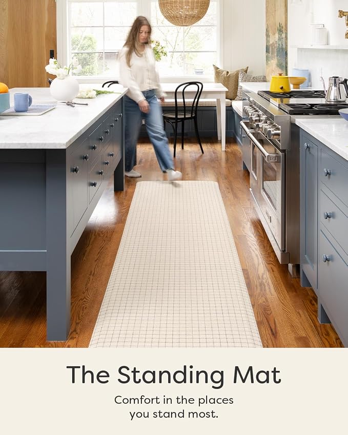 House of Noa Nama Standing Mat – Anti-Fatigue Cushioned Kitchen Mats for Floor | Ergonomic Bounce-Back Foam Kitchen Mats | Anti-Fatigue Mats for Kitchen & Standing | Axel Pewter | 22" x 54"