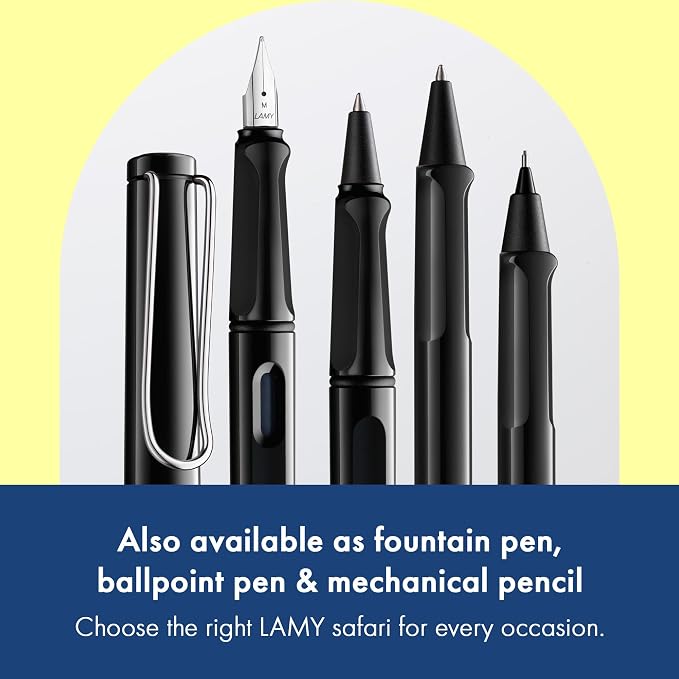Lamy safari black - Rollerball Pen with ergonomic grip & line width M - for pleasant long writing - made of robust ASA plastic - including rollerball refill M 63 in black
