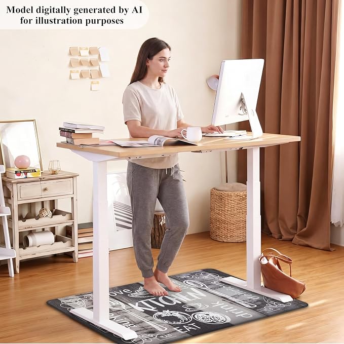HEBE Anti Fatigue Kitchen Rugs Set of 2, Cushioned Kitchen Mats for Floor | Non Slip Farmhouse Kitchen Rug and Runner Set, Waterproof Comfort Kitchen Floor Mat Carpet for Sink, Standing Desk, Laundry
