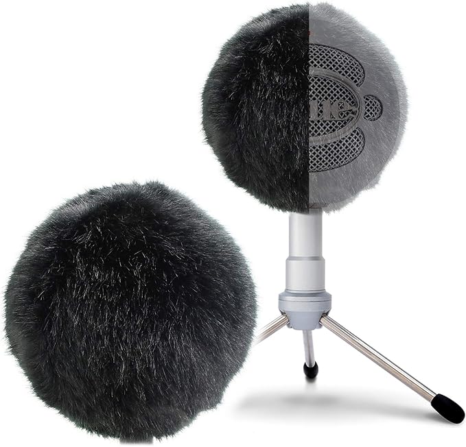 Blue Snowball Furry Windscreen Cover Muff - Professional Snowball ICE Mic Foam Wind Cover Windshield Pop Filter for Recordings, Broadcasting, Singing by Sunmon （Black）