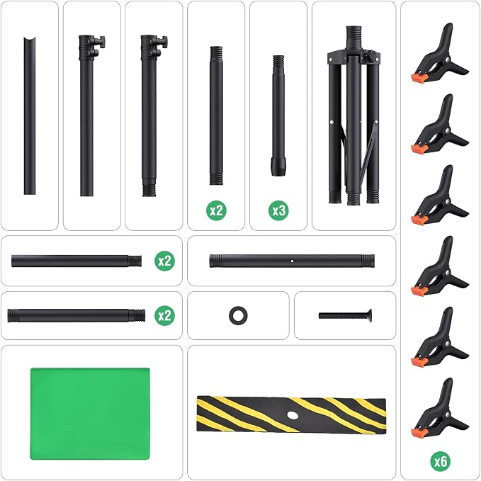Forlogic Green Screen Backdrop Kit with Stand, 8x5.3ft Portable GreenScreen Background Stand for Streaming Video and Photography Shoots