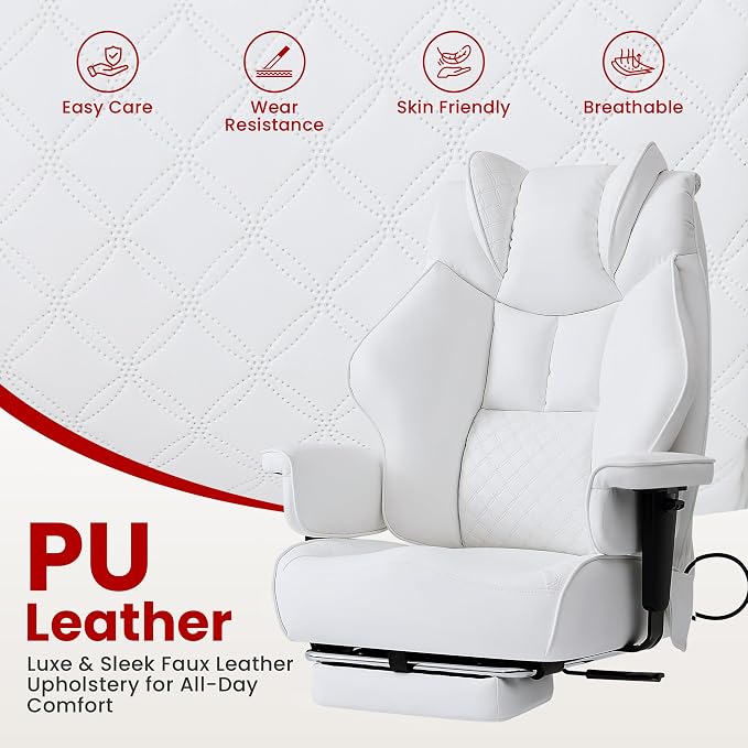 Clome 500lbs Big and Tall Office Chair Adjustable Lumbar Support for Back Pain, Extra Wide Seat Executive Office Chair Thick Armrest Pad, Heavy Duty Base Ergonomic Computer Desk Chair