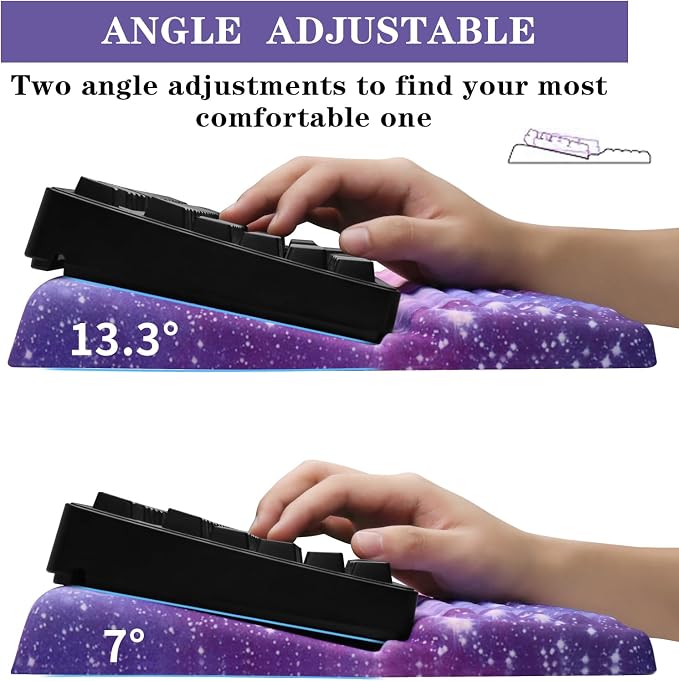 Ergonomic Keyboard Stand with Wrist Rest, Computer Wrist Support Pad | Comfy Tilted Keyboard Riser Holder Wrist Pad for Pain Relief, Soft Memory Foam Desk Cushion for Office Home