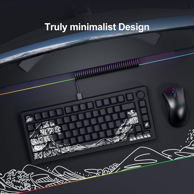 SDYZ XVX Shine Through Keycaps - Double Shot PBT Keycaps 60 65 75 100 Percent, Side Print Key caps Custom 131 Keys Set, Dye Sub Wave of Kanagawa Key caps for Mechanical Keyboards