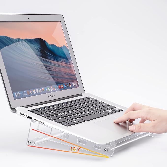 Acrylic Laptop Stand for Desk, Clear Ventilated Computer Stand Holder for Desk, Ergonomic Acrylic Sturdy Laptop Riser Compatible with MacBook Air Pro Dell Lenovo Thinkpad ASUS 9-16 Inch